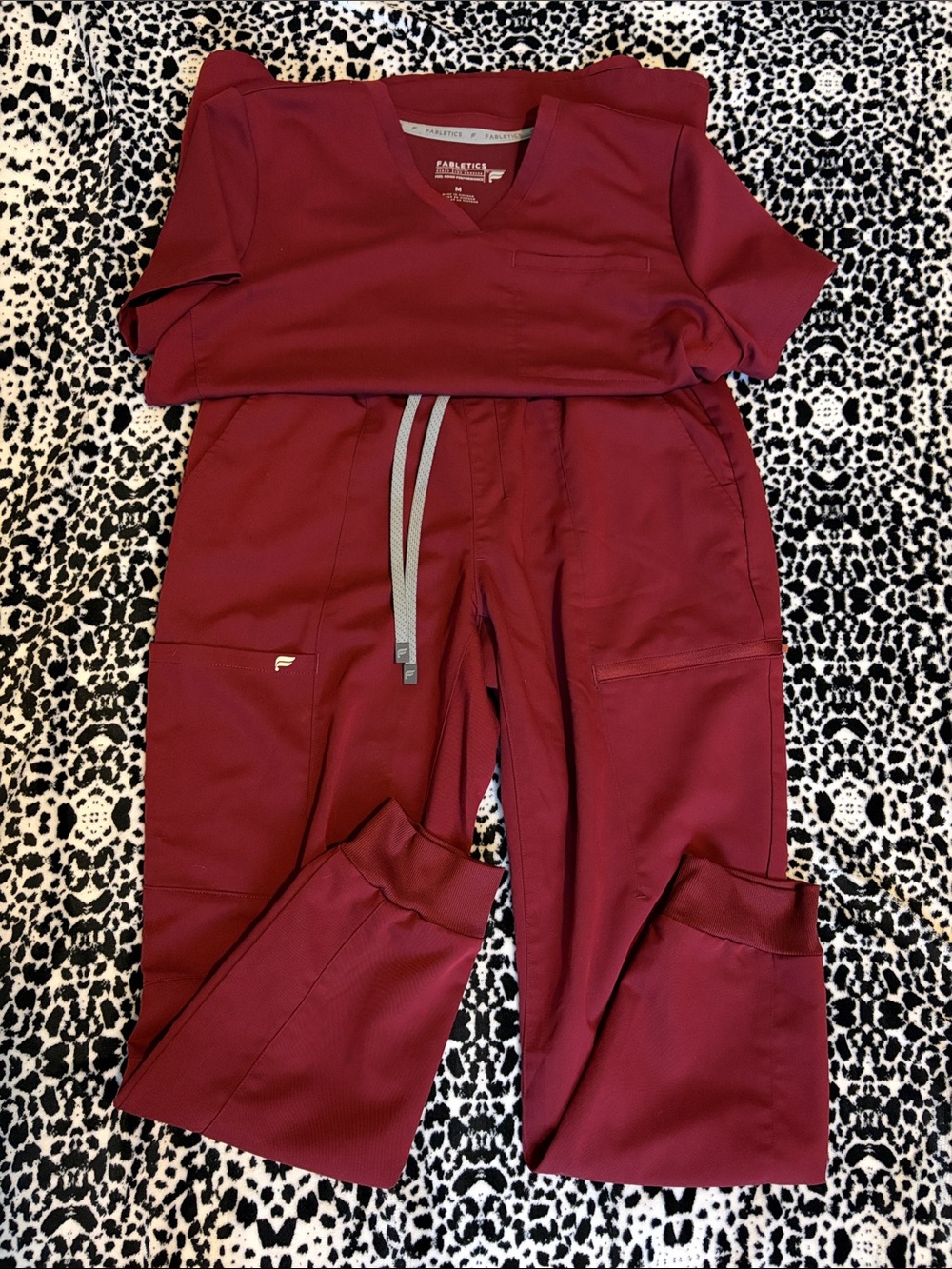Fabletics Women's Burgundy Scrub Top & Jogger Pants